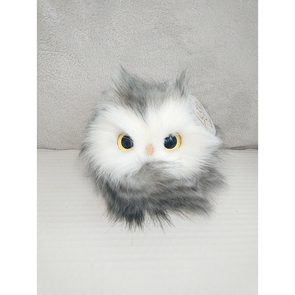 Aurora World Aderyn Owl Luxe Boutique Fluffy Gray White‎ 6" Owl Adorable Plush